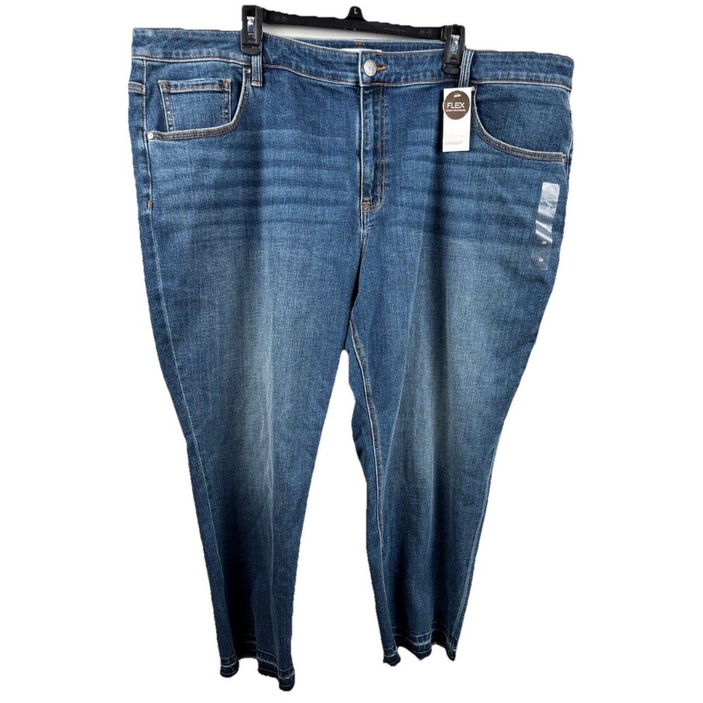 NWT Lane Bryant Plus Size High Rise Straight Flex Jeans Size 28 - Unhemmed